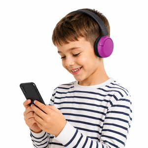 Casque Bluetooth pour enfants, suppression du bruit ANC, écouteurs supra-auriculaires pour enfants, coussinets d'oreille doux, matériau sûr, sans fil, pour jeux et études - Product Image 1