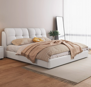 Tempat tidur ganda kulit minimalis, atmosfer kelas atas dengan teknologi tas lembut untuk kamar tidur utama - Product Image 1