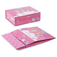 Boîte cadeau magnétique rose personnalisée avec laminage mat, impression de dessins animés mignons, emballage rigide de luxe pour cosmétiques et montres