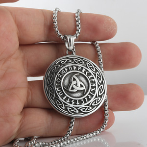 Collar con Colgante de Símbolo Vikingo, Acero Inoxidable Plateado, Diseño Geométrico, Joyería para Hombre, Cadena de 24 cm - Product Image 3