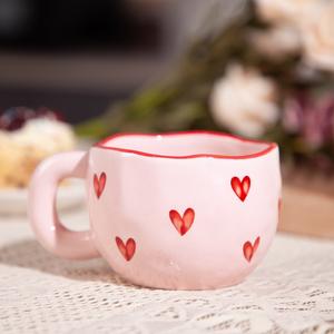 Venta al por Mayor Novedad 2024 <span class=keywords><strong>Tazas</strong></span> de Cerámica para Café con Lindo Corazón, Logo Personalizado, Estilo Nórdico Rosa, <span class=keywords><strong>Tazas</strong></span> para Leche y Agua - Product Image 3