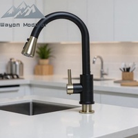 Robinet de cuisine et robinet mélangeur de salle de bain de luxe gris bronze avec douchette extractible