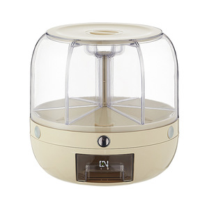 Contenedor de Almacenamiento de Arroz de 20 kg, Color Crema, Redondo, Sellado, a Prueba de Insectos, con Compartimentos, Tipo Prensa, para Granos y Cereales - Product Image 1