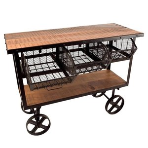 Carro de almacenamiento de cocina rodante de 5 estantes, carrito de comedor, estante de exhibición de frutas y pan de madera pequeño, vino - Product Image 3