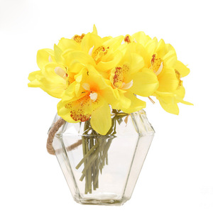 Orquídeas Cymbidium Artificiales, Ramo de Flores de Seda de 6 Cabezas, 24 cm de Alto, Simulación Realista, Decoración para Interiores, Arreglo para Bodas - Product Image 5