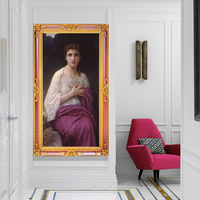 Cadre photo mural en bois massif personnalisable de style rétro européen, écologique, largeur de bord de 15 cm, design floral doré pour la maison