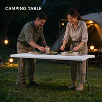 Table rectangulaire robuste en HDPE avec pieds en métal pour le camping en plein air, les fêtes et les événements, table pliante en plastique de 6 pieds