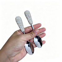 Manche en strass AB transparent, petite cuillère irisée scintillante