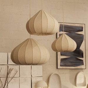 Lampe suspendue ovale en lin blanc E27, lampe à économie d'énergie, diamètre 40cm, luminaire pour la maison et le bureau - Product Image 3