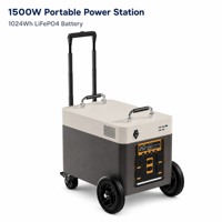 Station d'alimentation portable sur roues 1500W 1024Wh Batterie LiFePO4 4S1P 80Ah Vente en gros, Structure roulante tout-en-un