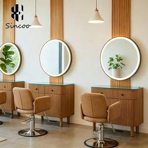 Luxury Women Beauty Center Hair Salon Equipment Barber Furniture Styling Full Length Makeup Salon <b>Led</b> <b>Mirror</b> Station - Product Image 1