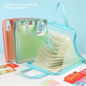 Large Capacity Multiple Layers PVC File Bag A4 Expandable <b>Document</b> Pouch Office Stationery Zipper File Bag Folder for <b>Document</b> - Product Image 2
