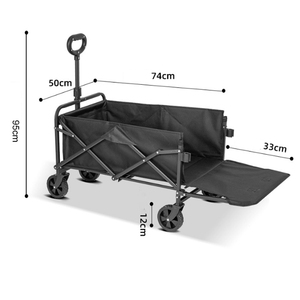 Chariot utilitaire de plage en acier inoxydable Chariot pliable pour pique-nique Camping Wagon Trail Pliable Pliant Noir 2pcs Structure fermée - Product Image 3