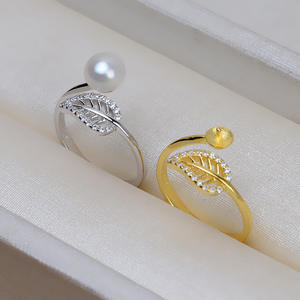 Accessoires DIY en argent S925 pour femme, bague ouverte en forme de feuille et de plume, perle ovale 6-9 mm 3 mm 2033 semi-finie, comprenant des anneaux de jonction vides - Product Image 4