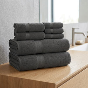 Ensemble de serviettes de bain en coton gris, douces, absorbantes, séchage rapide, pour hôtel, spa, usage domestique - Product Image 1