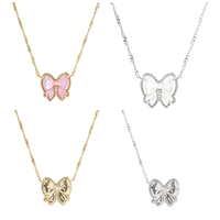 Collier pendentif nœud papillon en perles d'imitation et diamants, chaîne en bambou, cadeau de mariage luxueux et mignon pour femme