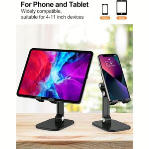 Support de téléphone portable noir, entièrement pliable, réglable en hauteur et en angle, compatible avec une large gamme de modèles, support de téléphone portable plus haut pour bureau - Product Image 5