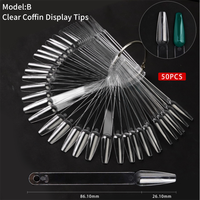 50 pièces/sac Bâtonnets et échantillons de présentation en acrylique en forme d'éventail pour la pratique des faux ongles