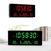 Horloge murale/de bureau numérique LED moderne de grande taille avec grand écran, alarme, calendrier numérique et température pour le salon