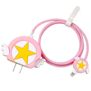 New iphone charger protector lovely ribbon style cute cartoon cable protector/cellphone colorful USB cable protector for iPhone