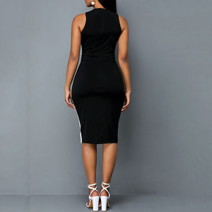 Elegante <span class=keywords><strong>Abito</strong></span> da Festa Bianco e <span class=keywords><strong>Nero</strong></span> con Fascia, Schiena Scoperta, Senza Maniche, Aderente, con Volant e Tecniche di Lavorazione a Maglia per Adulti, Formale - Product Image 5