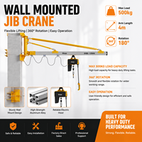 Grue à flèche industrielle murale 500 kg avec palan électrique, bras de 4 m, 180° °   Système de levage en alliage d'aluminium