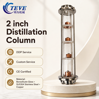 Colonne de distillation en verre de 2 pouces, installation facile, vente directe usine Towin, accessoires d'équipement de distillation, prix compétitif