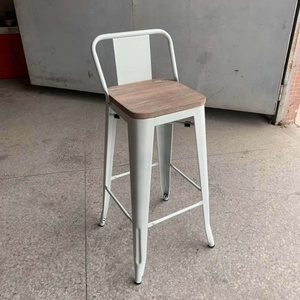 Chaise en métal Tolixed haute 76 cm, prix de gros, tabouret de bar noir avec <span class=keywords><strong>coussin</strong></span> en bois - Product Image 4