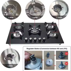 C 5 Quemadores Estufa Electrodoméstico de cocina personalizado Superficie de acero inoxidable Hogar eléctrico Venta al por mayor y Estufa de gas de moda Comercial - Product Image 3