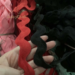 Pita renda poliester warna-warni solid 2cm, tali lengkung bentuk S, pita rajutan, renda pinggir pakaian tas tekstil, hiasan zig zag - Product Image 2