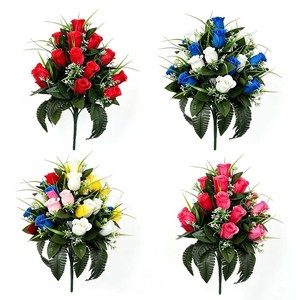 Éxito de Ventas Transfronterizo, Nuevo Diseño, Ramo de <span class=keywords><strong>Flores</strong></span> de Seda Atado a Mano con 24 Cabezas para Tumba, <span class=keywords><strong>Flores</strong></span> Artificiales para Pascua/Día de Todos los Santos - Product Image 2