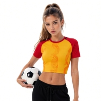 Fanshi Großhandel Übergroßes Sublimations-Fußballtrikot Maßgeschneidertes Boxy Fußballshirt Kurzes Sporttrikot für Damen