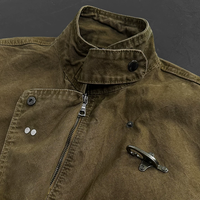 Veste bomber courte en toile de coton délavée vintage pour hommes, avec logo personnalisé, vente en gros, streetwear, vêtements d'extérieur décontractés, vestes pour hommes