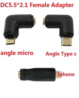 ETERNALSTARCABLE Dropshipping Stock DC5521 Prise vers Micro Angle Adaptateur USB DC 5.5mm X 2.1mm vers USB C Adaptateur,