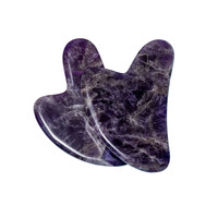 Pierre Gua Sha en Améthyste Naturelle Premium Polie, Masseur Facial en Cristal pour Soulagement du Stress, Détoxification et Bien-être, Instrument de Beauté
