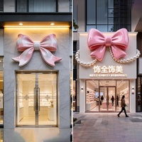 Escultura de Fibra de Vidrio Personalizada en 3D, Gigante, Rosa, Hecha a Mano, con Lazo de Mariposa, para Regalos, Tiendas y Boutiques