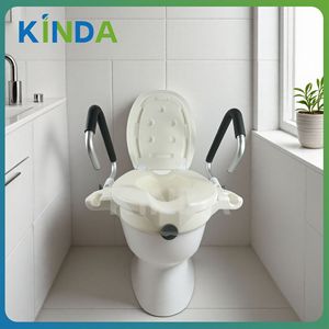 Asiento de inodoro con manijas de agarre antideslizantes, montado en la pared para apoyo de personas mayores - Product Image 4