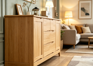 Mueble de Salón Moderno de Madera Maciza con 3 Cajones, Diseño de Panel Plano, Estilo Escandinavo, Mueble de Almacenamiento para el Hogar - Product Image 4