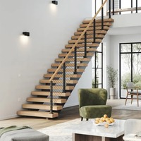 Modèles d'escaliers en acier et en bois massif, escaliers en acier mono-équerre pour l'intérieur, pour le deuxième étage