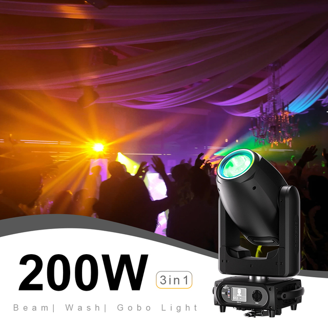 Stage Lighting Equipment Professional 3 Prism Gobo Lyre Beam Spot 200W LED Moving Head