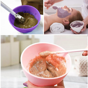 Tazón de silicona para mascarillas, tazón para mezclar de calidad alimentaria de 90 ml para mascarillas faciales DIY con varilla, rosa, azul, verde, amarillo, blanco - Product Image 1