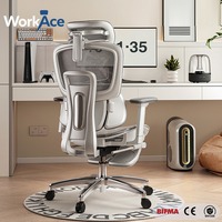 Chaise de bureau ergonomique en maille avec accoudoirs réglables 9D, appui-tête 3D, support lombaire, repose-pieds inclinable, certifiée BIFMA CE, vente en gros