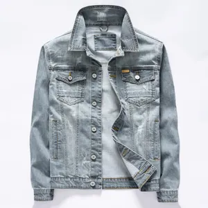 Veste en jean bleu <span class=keywords><strong>vintage</strong></span> pour <span class=keywords><strong>homme</strong></span>, <span class=keywords><strong>style</strong></span> classique, nouvelle collection printemps-automne, en coton extensible, veste décontractée en jean, vêtements de marque pour <span class=keywords><strong>homme</strong></span> - Product Image 1