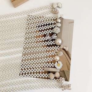 Gaun putih gesper kupu-kupu sabuk berlian imitasi elastis rantai manik-manik mutiara putih baru untuk wanita - Product Image 3