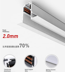 Rail lumineux <span class=keywords><strong>LED</strong></span> magnétique blanc noir 48V Ra95 aluminium 90lm/W ultra-fin système de montage encastré miniature à aspiration - Product Image 6
