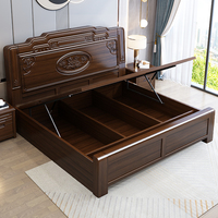 Lit double en bois sculpté, style minimaliste chinois, mobilier de chambre à coucher, lit king size, mobilier d'hôtel pas cher, mobilier de chambre à coucher
