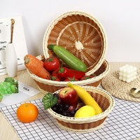 Ronde handgeweven opbergmand van PP-plastic in pastorale stijl voor fruit, brood, snoep & snacks