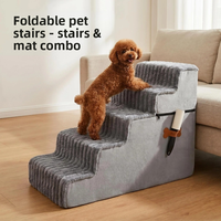 Rampe d'escalier pliable moderne en peluche pour animaux de compagnie, inclinée, antidérapante, amovible, lavable, 2-en-1, pour chiens de petite et moyenne taille, pour monter sur les canapés, en polyester