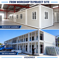 Maison conteneur à montage rapide, multi-unités, à deux étages, préfabriquée et modulaire pour chantier de construction VICDOWEX