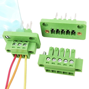 3.81mm Pitch Complete Male & Female Through-Wall Screw <b>Terminal</b> Block Set With Flange, Tool-Free Connection - Product Image 1